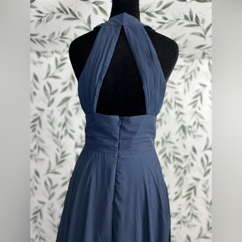 Elegant Navy Blue Evening Gown Bridesmaid Wedding Gala Sz S 4 Maxi NWT #8 Prom - Picture 12 of 14